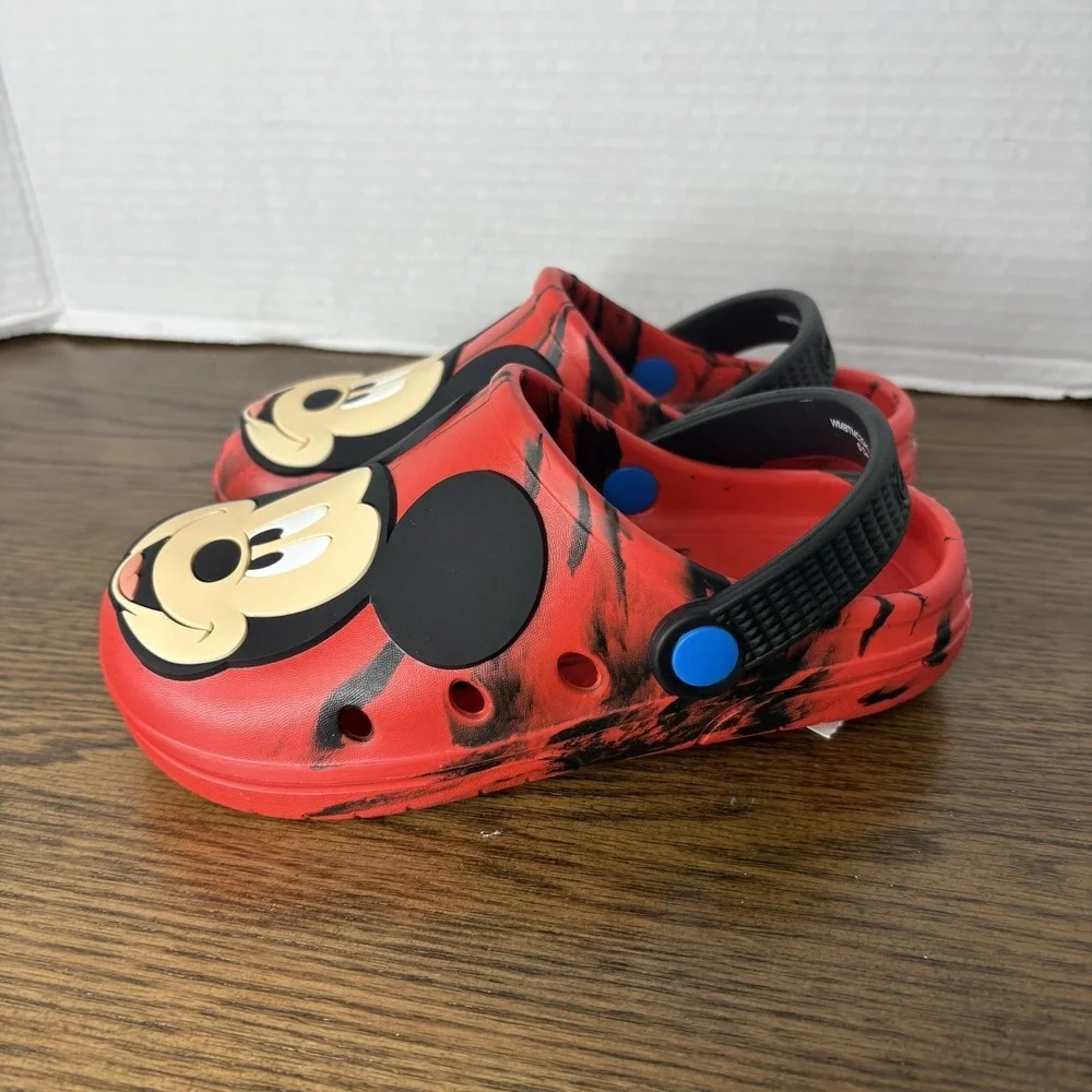 Disney Mickey Mouse Toddlers Red Clogs Slides Back Strap Shoes Unisex Size 11-12